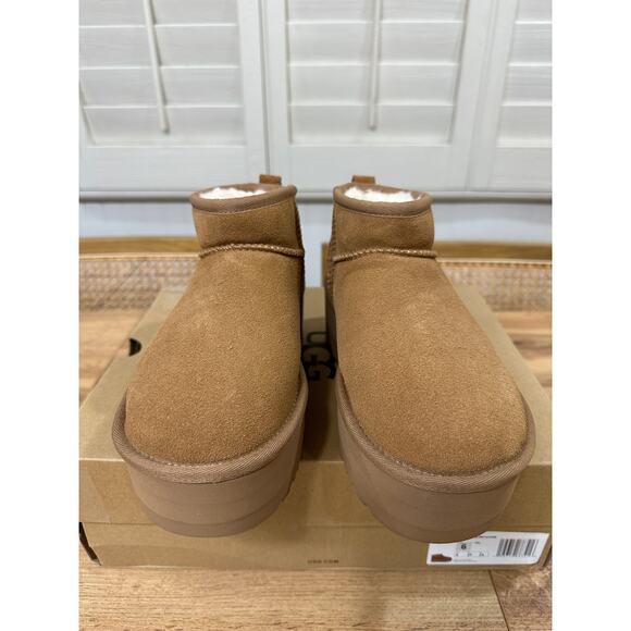 UGG Women's Classic Ultra Mini Platform Chestnut Rich Suede Size 6 NIB Platform - Picture 5 of 16